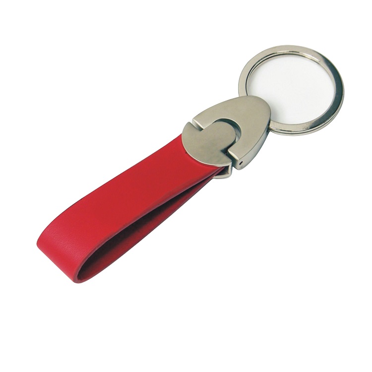 red leather keychain