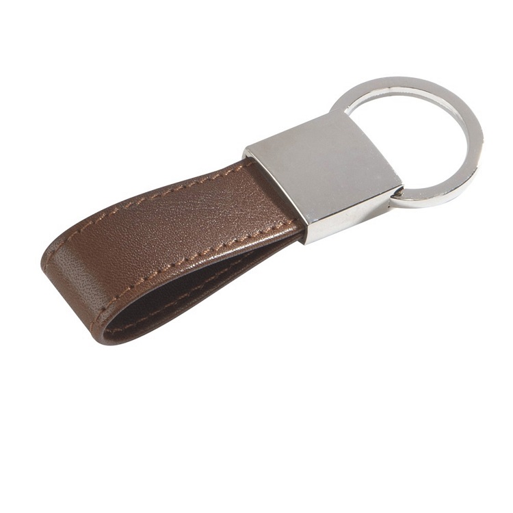 Brown leather keychain