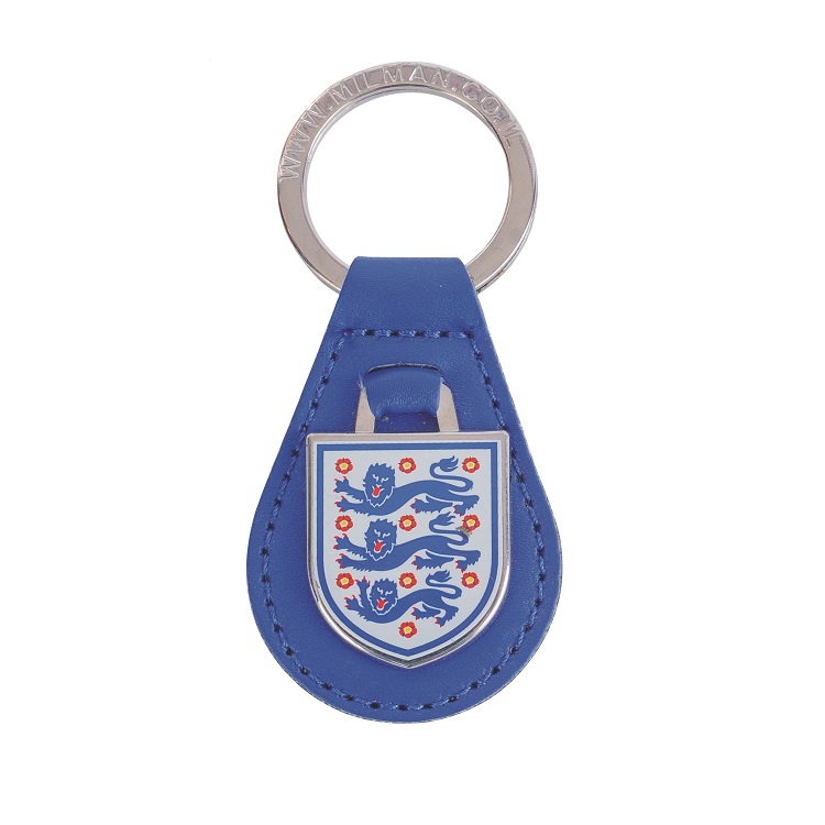Blue leather keychain