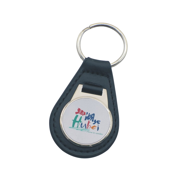 Black leather keychain