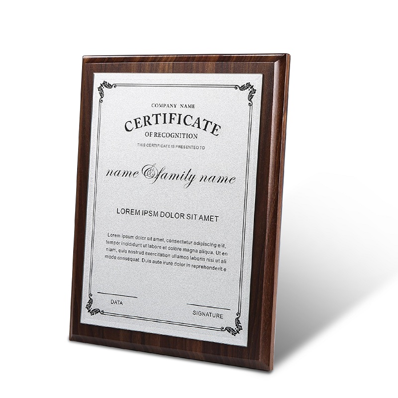 wooden metal award certificate
