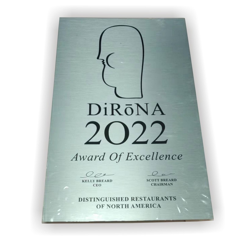 custom UV print brushed aluminum certificate sign